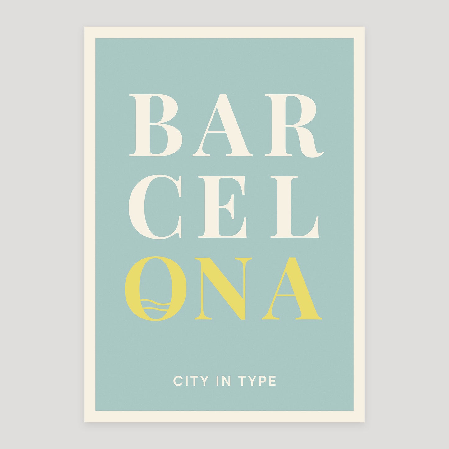 Barcelona typographic poster, stacked city letters