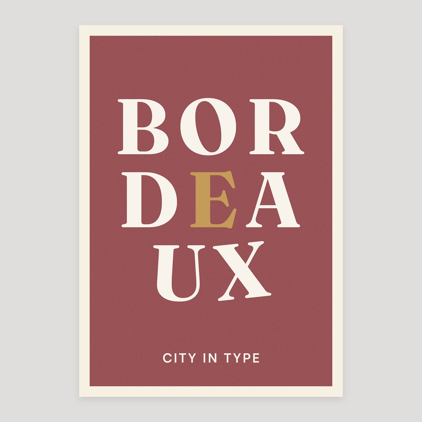 Bordeaux typographic poster, stacked city letters