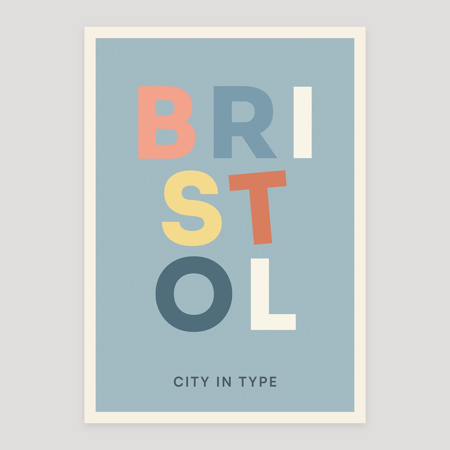 Bristol typographic poster, stacked city letters