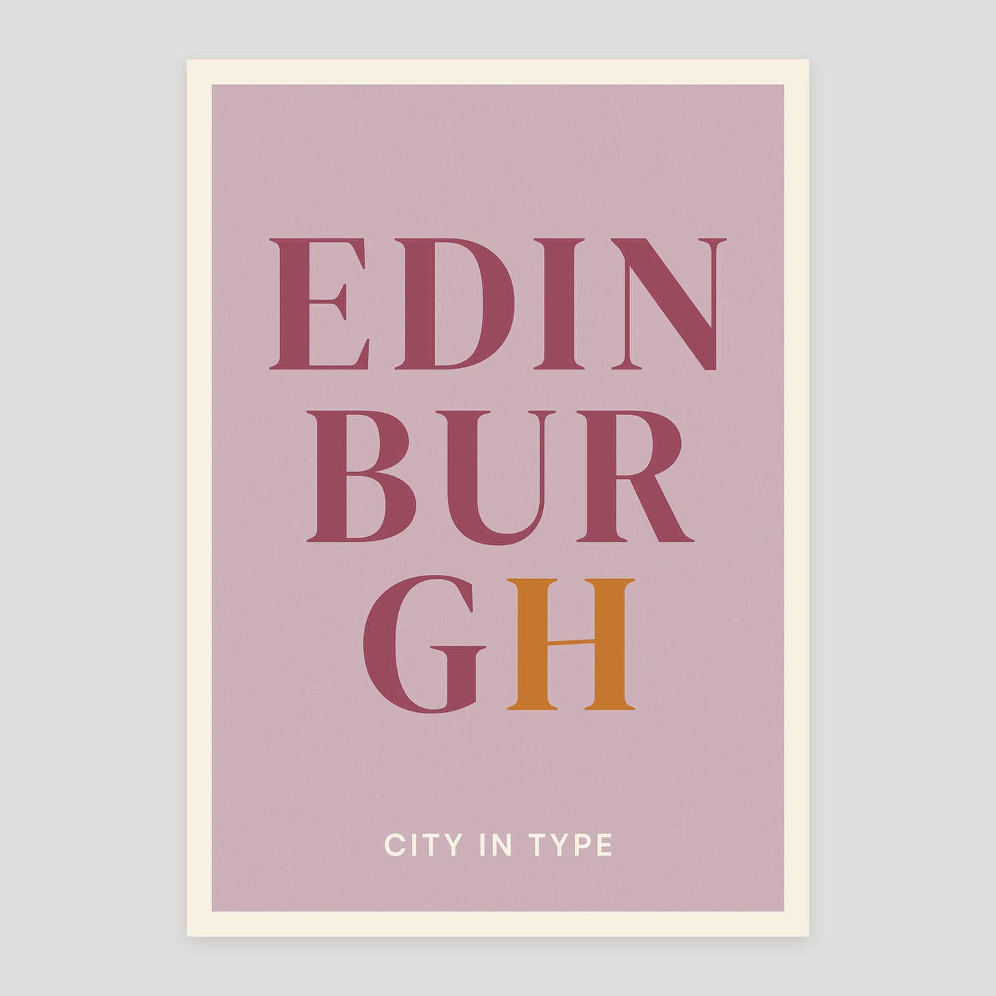 Edinburgh typographic poster, stacked city letters