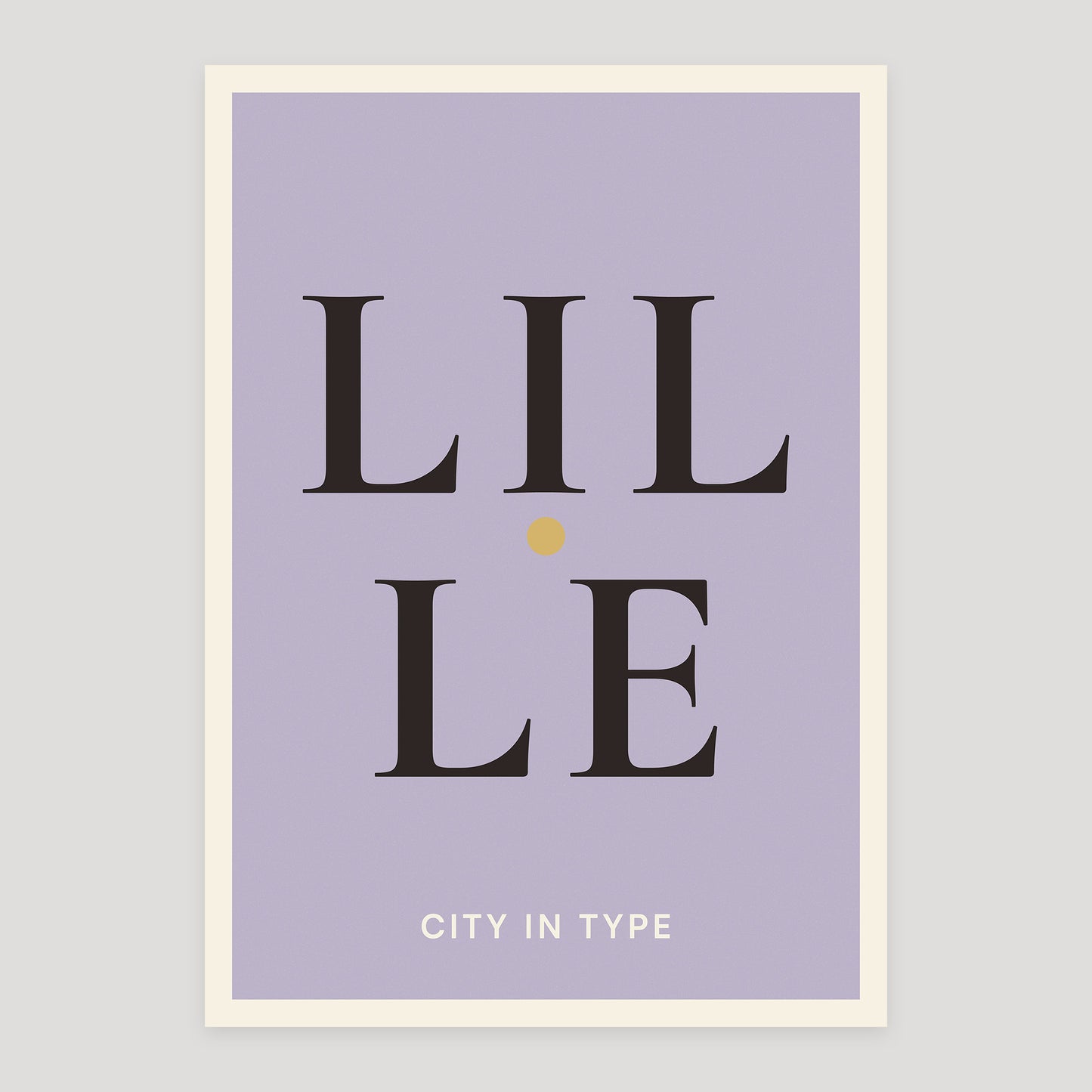 Lille typographic poster, stacked city letters