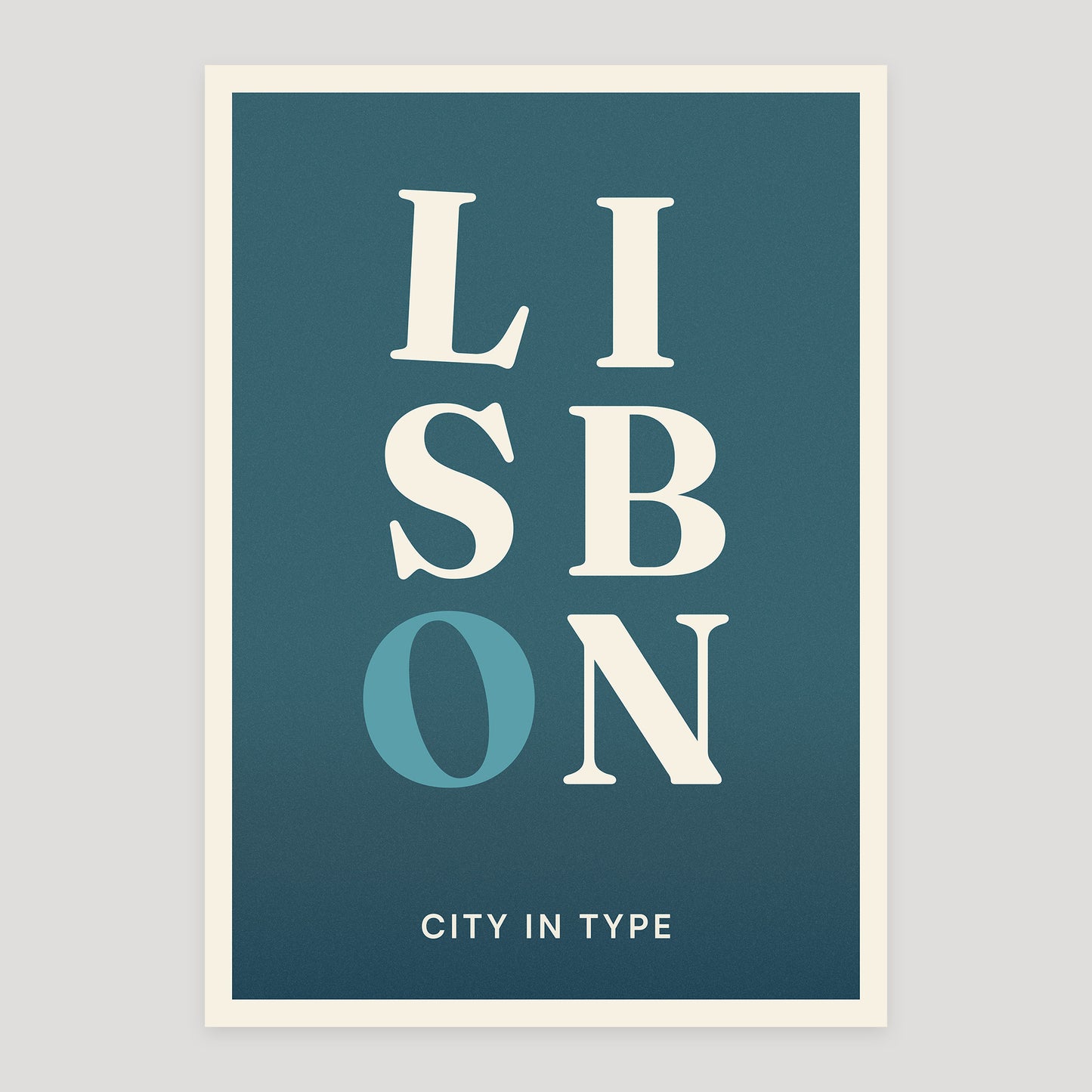 Lisbon Atlântico Edition typographic poster, stacked city letters