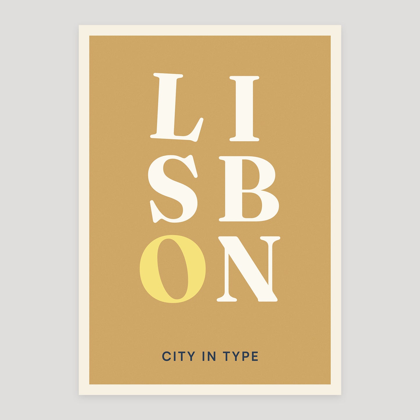 Lisbon typographic poster, stacked city letters