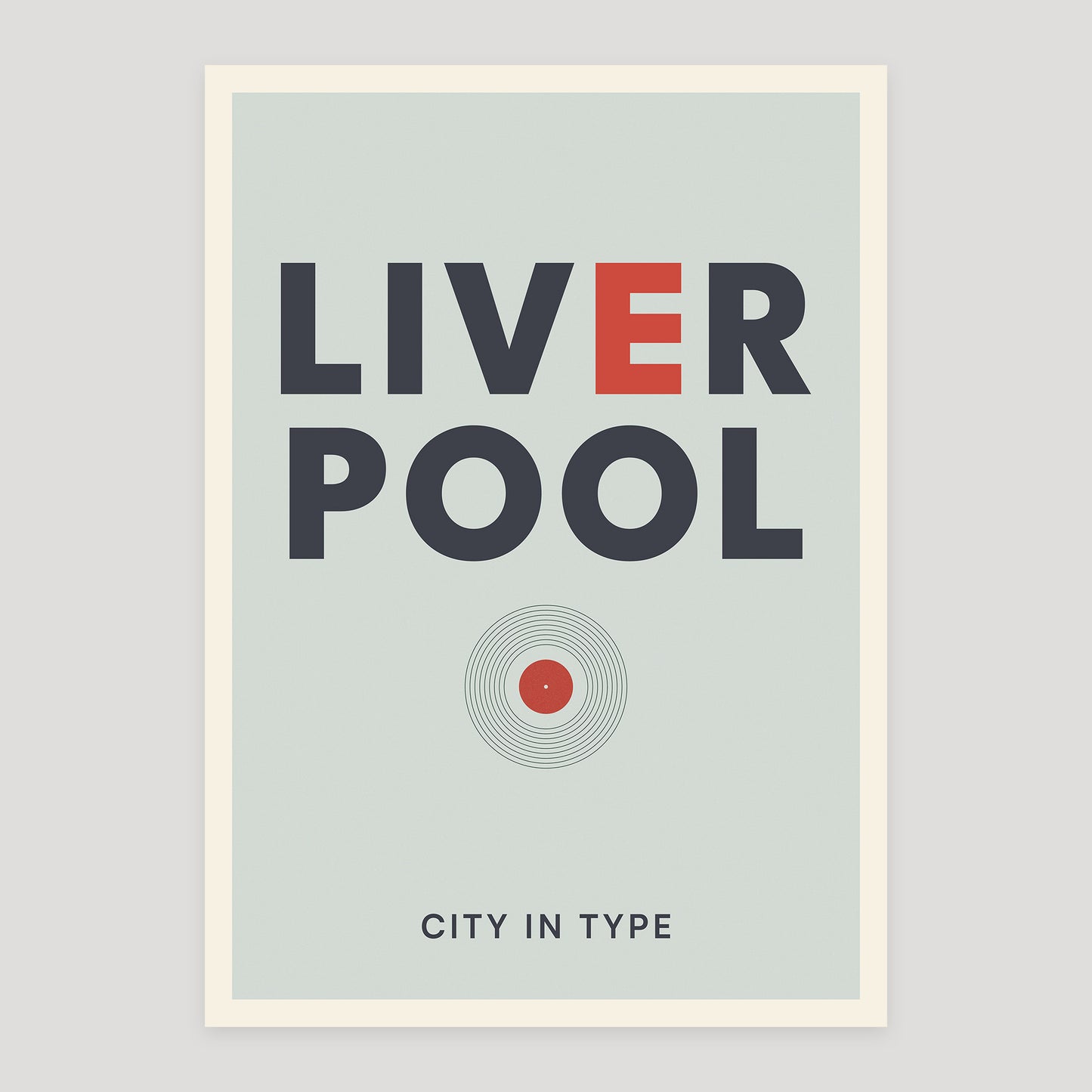 Liverpool typographic poster, stacked city letters