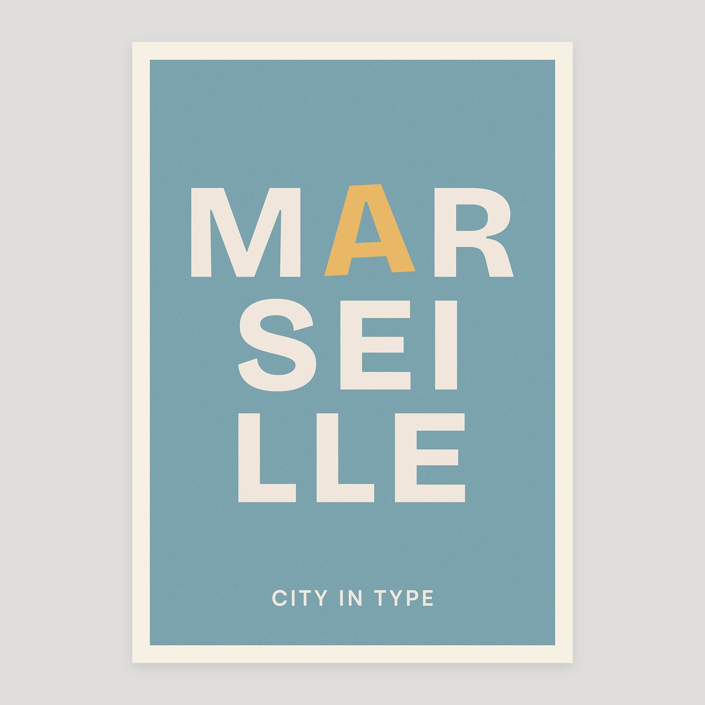 Marseille typographic poster, stacked city letters