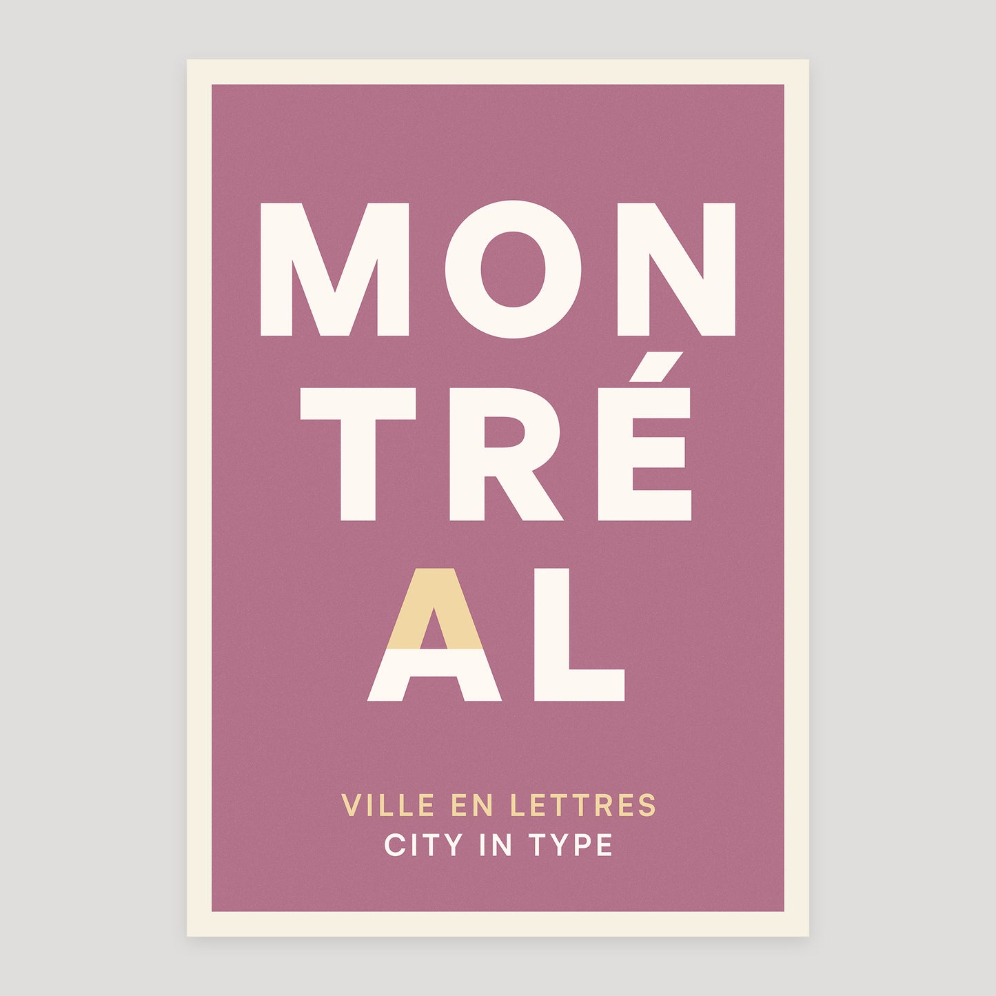 Montréal typographic poster, stacked city letters