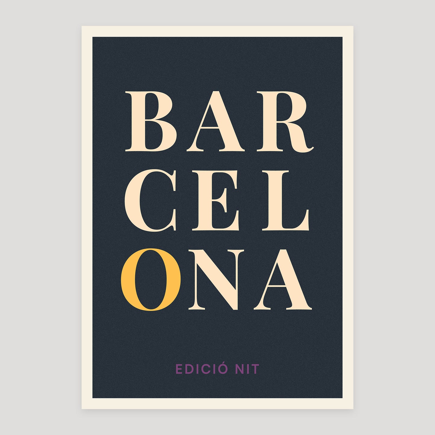Barcelona night edition typographic poster, stacked city letters