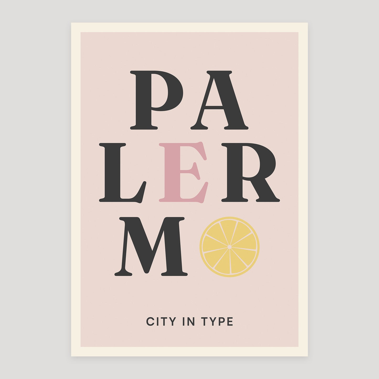 Palermo typographic poster, stacked city letters