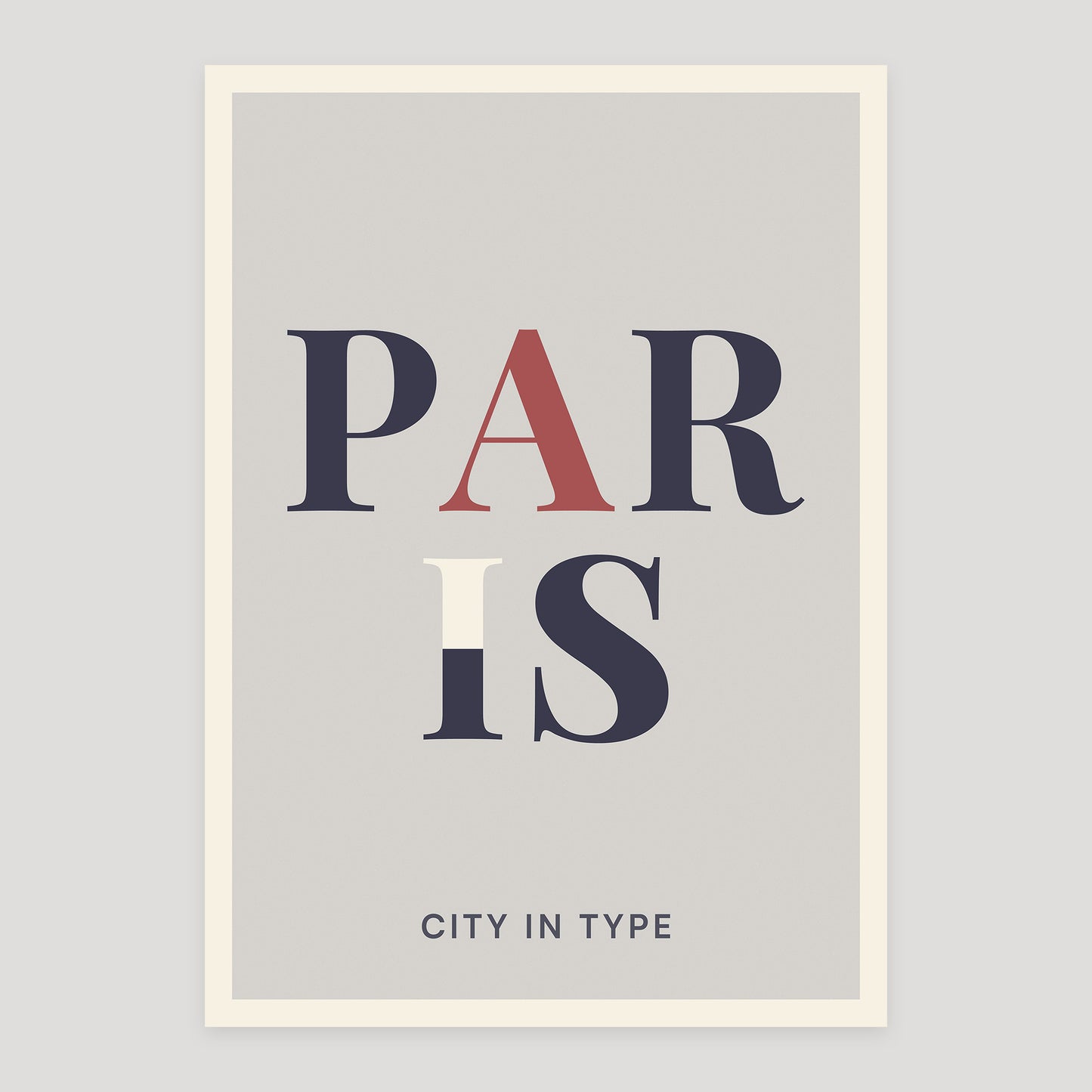 Paris typographic poster, stacked city letters
