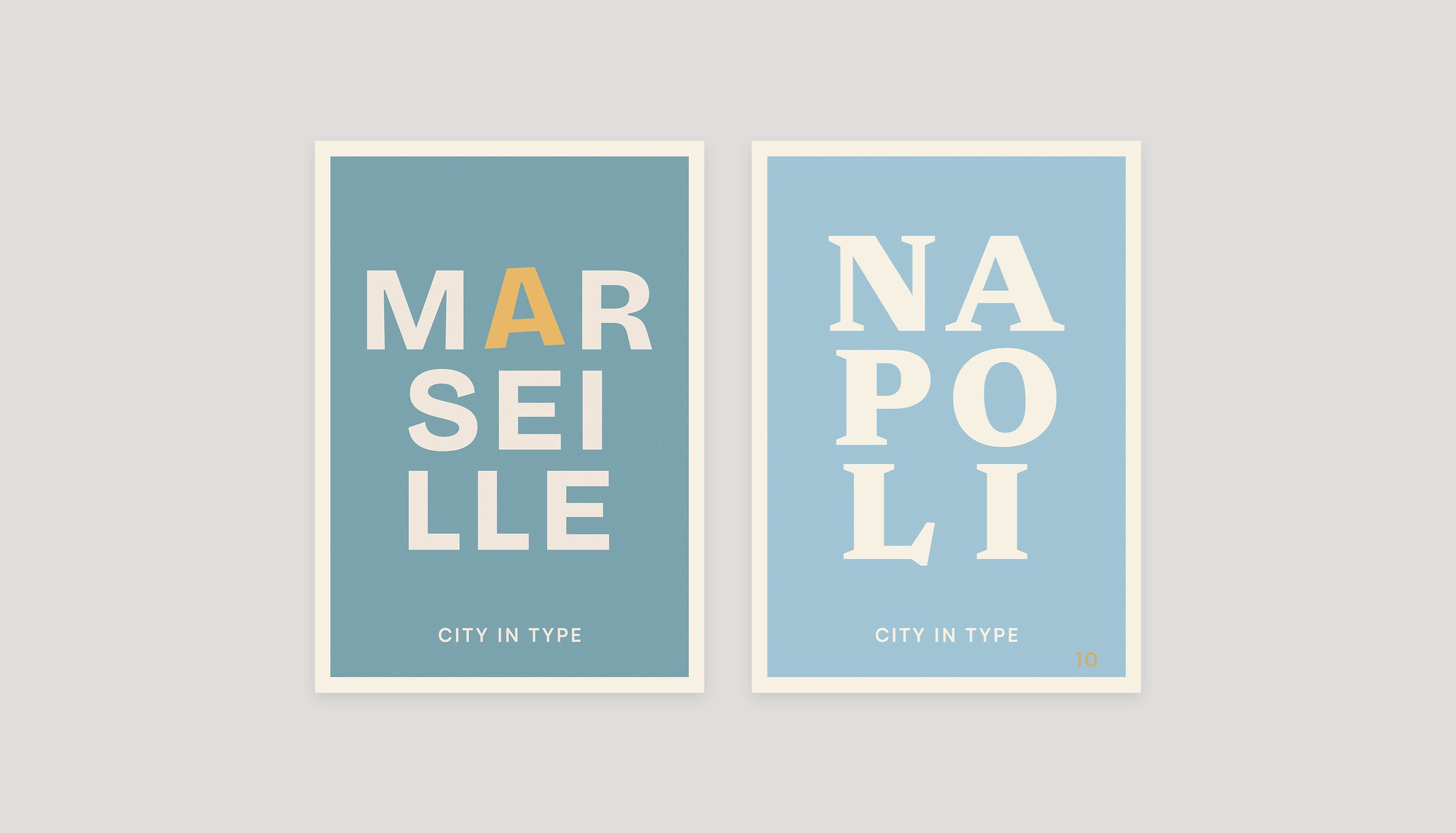 Two typographic city posters: Marseille and Napoli