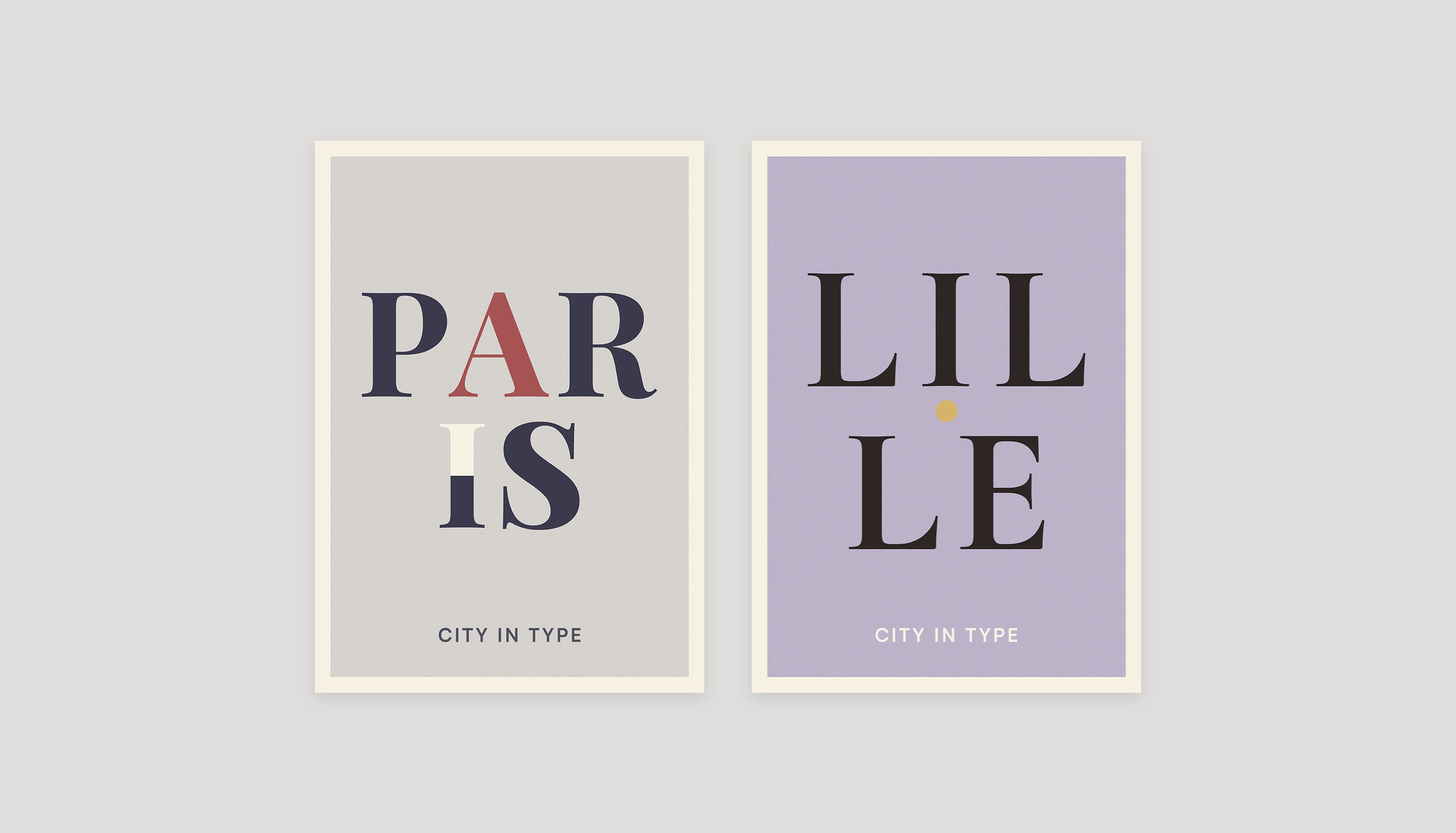 Two typographic city posters: Paris and Lille
