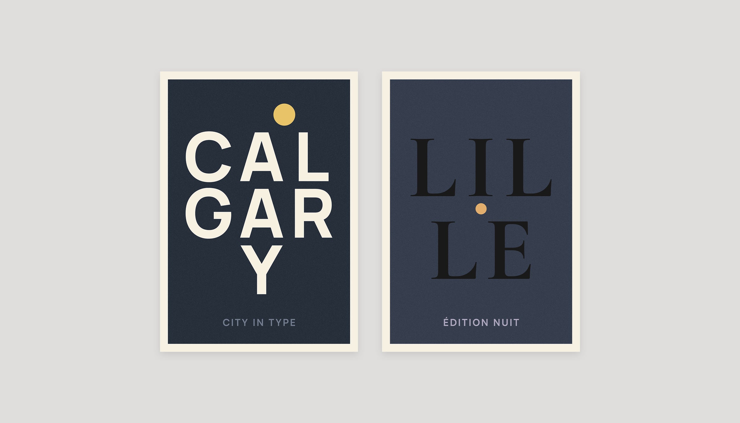 Two typographic city posters: Calgary and Lille
