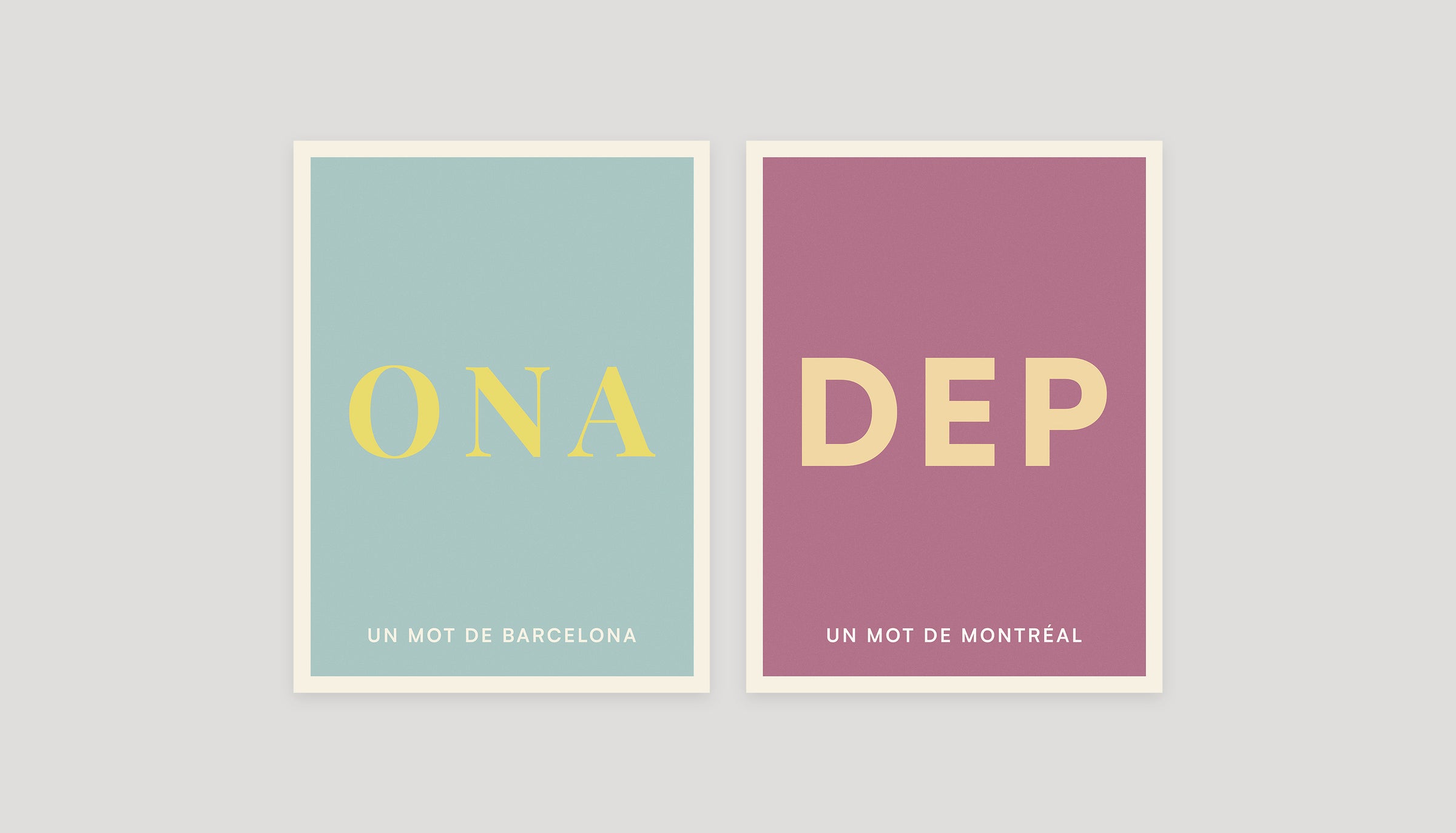 Two typographic word posters: Ona and Dep