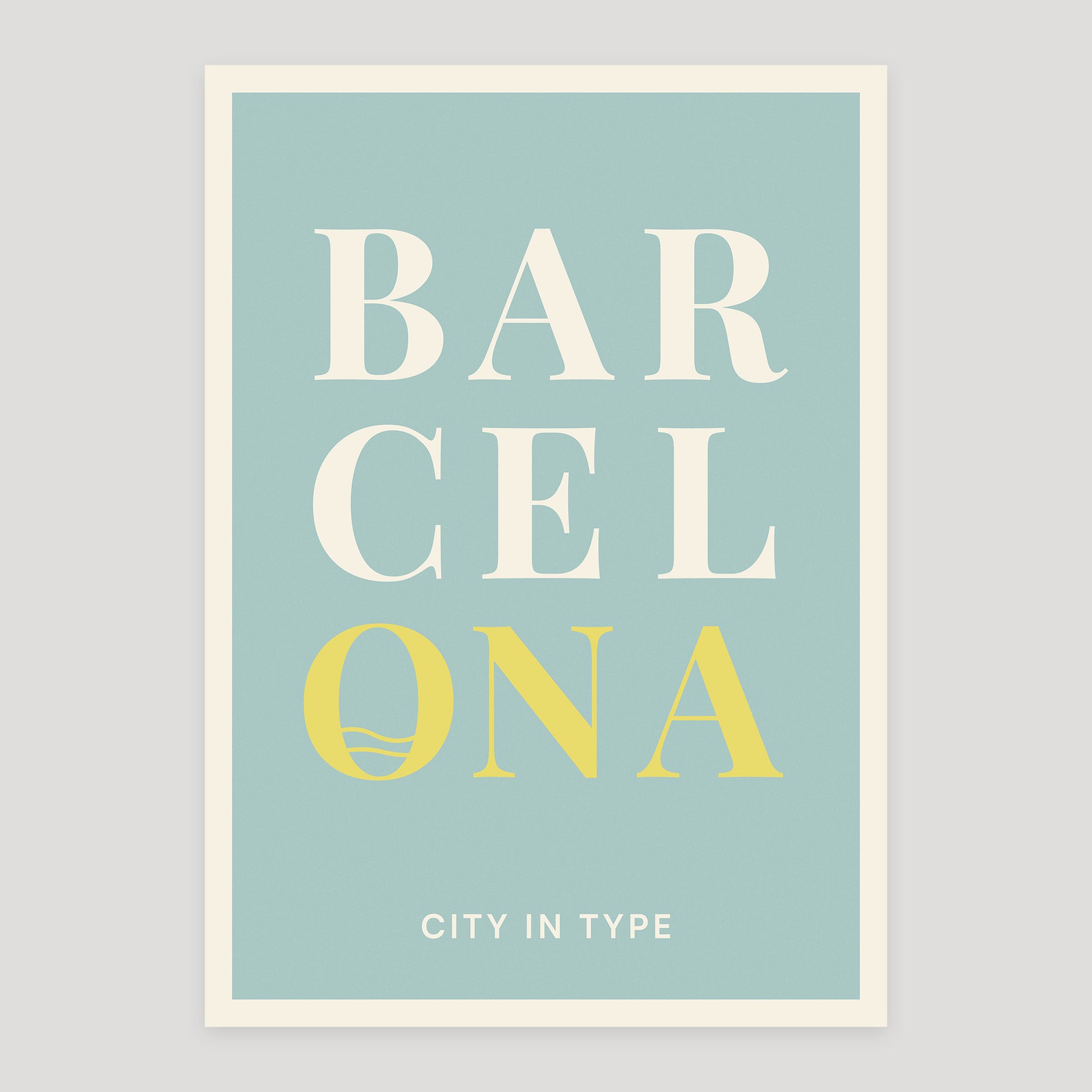 Barcelona typographic poster, stacked city letters