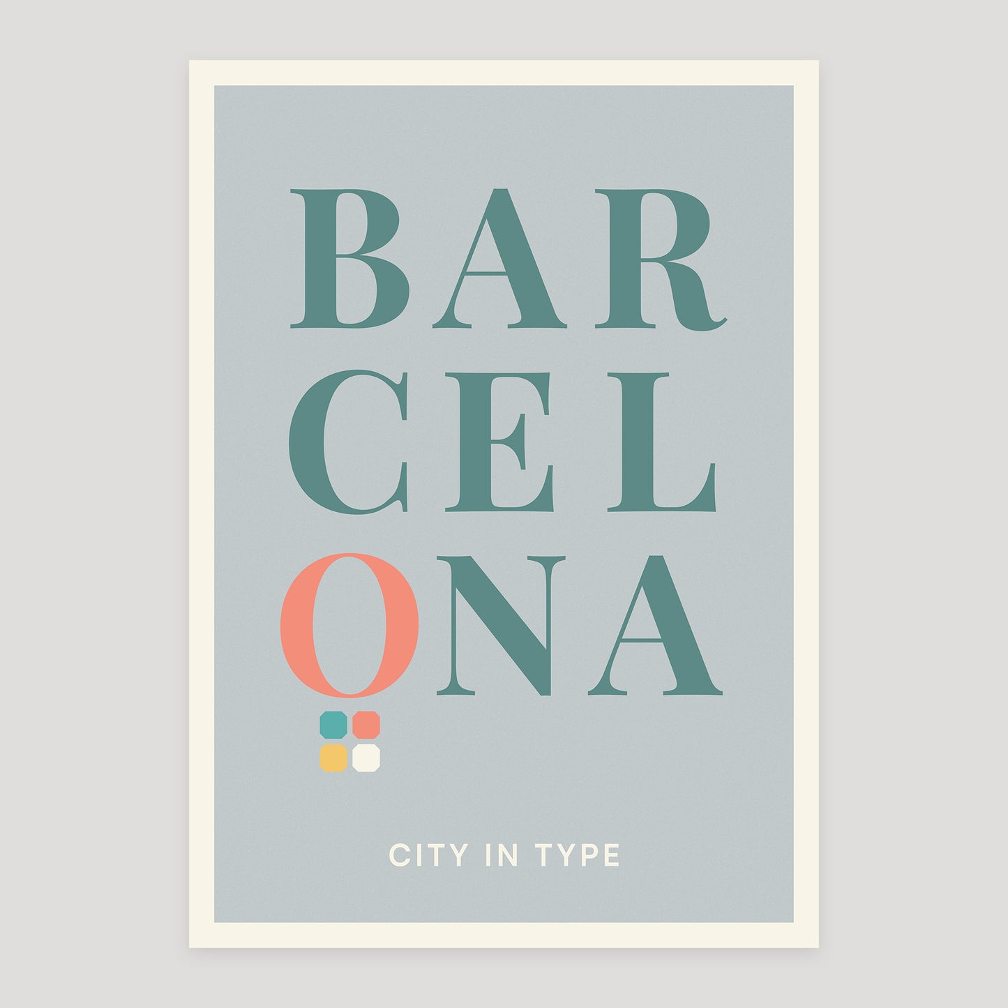 Barcelona typographic poster, stacked city letters