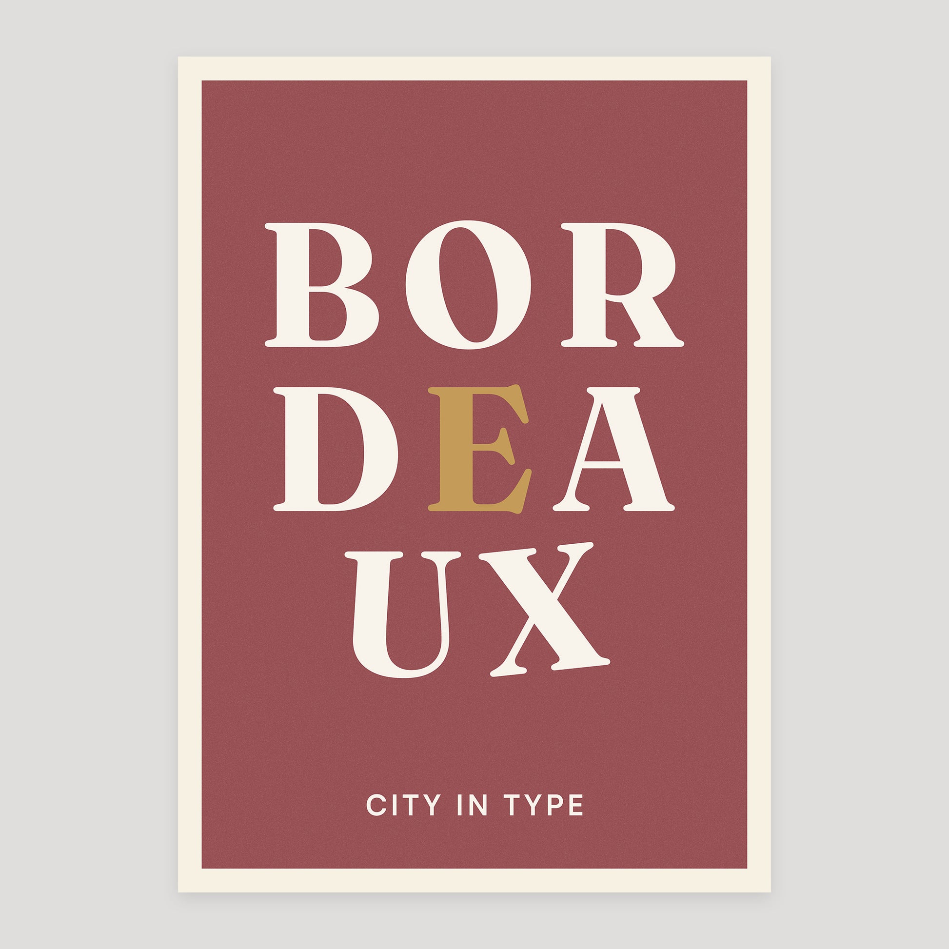 Bordeaux typographic poster, stacked city letters