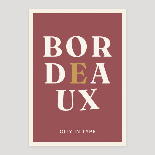 Bordeaux typographic poster, stacked city letters