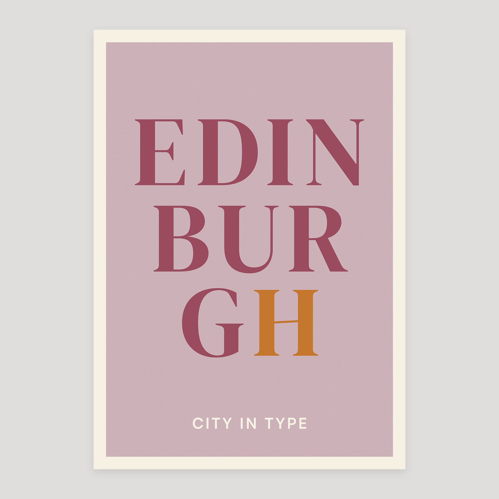 Edinburgh typographic poster, stacked city letters