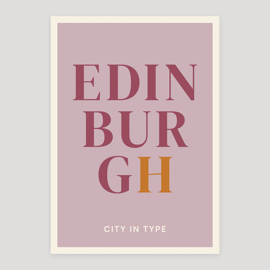 Edinburgh typographic poster, stacked city letters