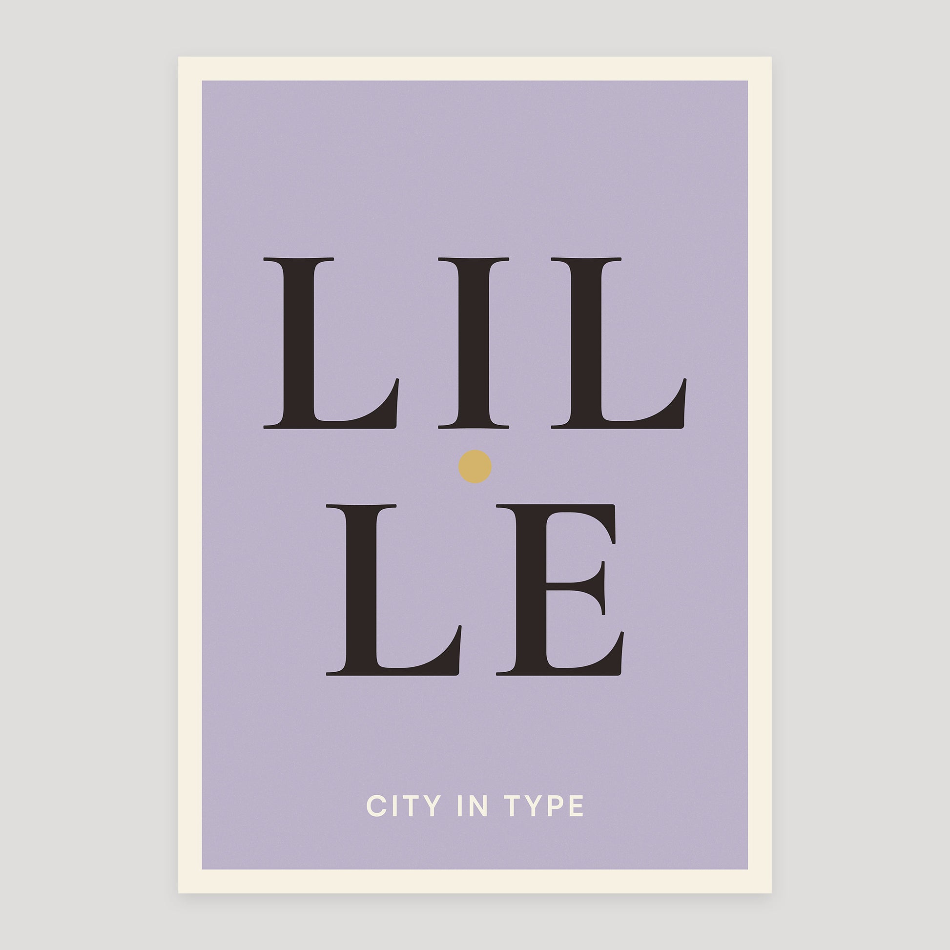 Lille typographic poster, stacked city letters