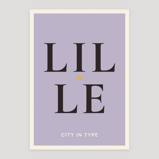 Lille typographic poster, stacked city letters