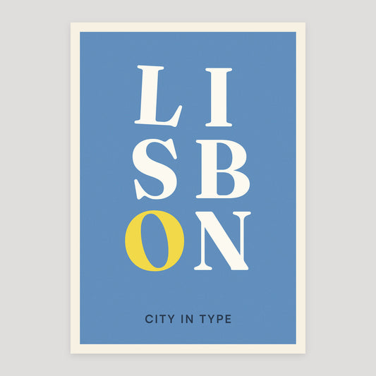 Lisbon typographic poster, stacked city letters