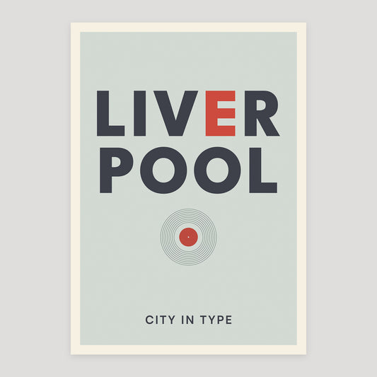 Liverpool typographic poster, stacked city letters