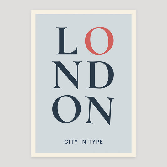 London typographic poster, stacked city letters