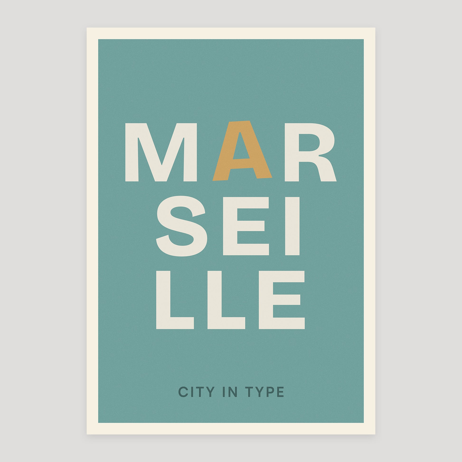 Marseille typographic poster, stacked city letters