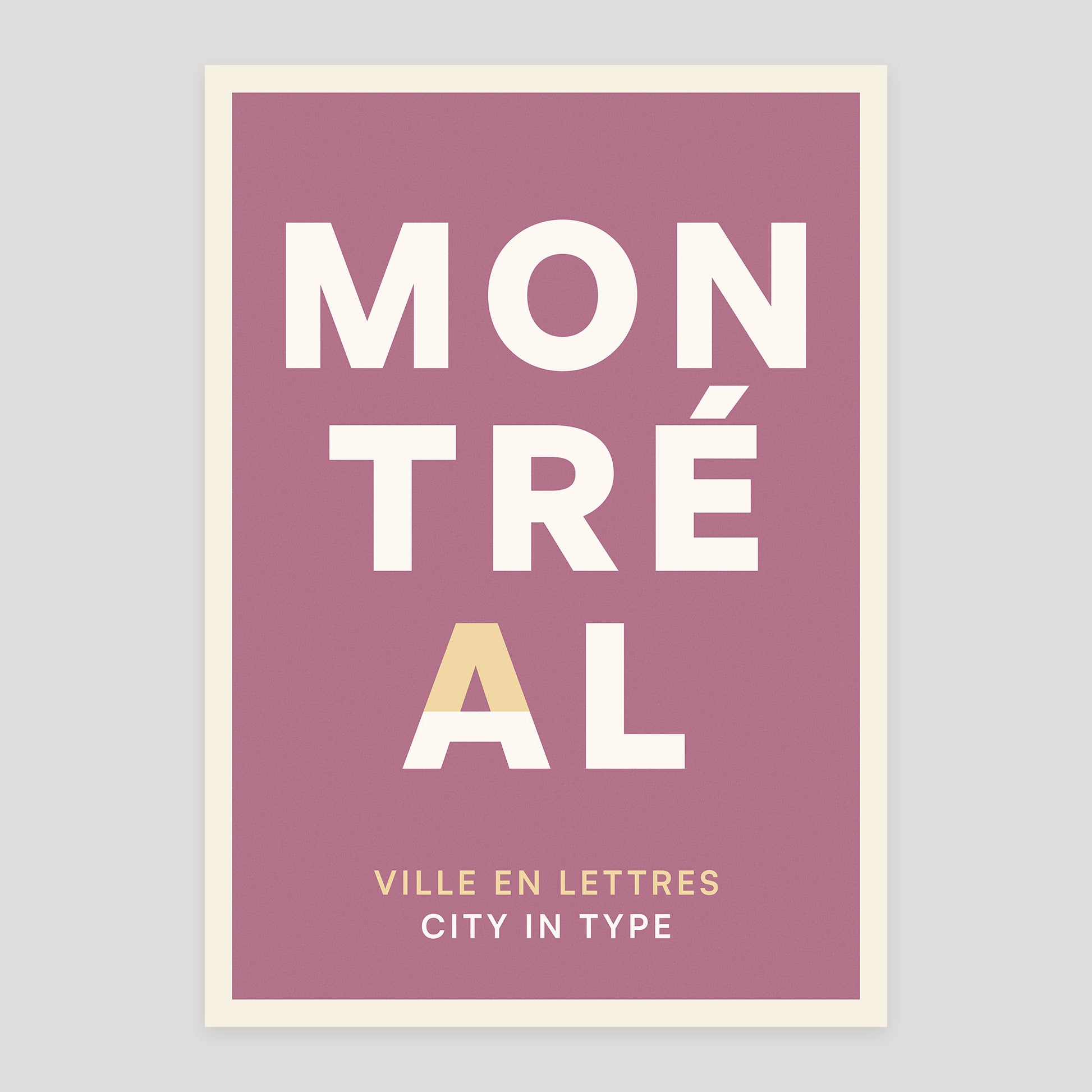 Montréal typographic poster, stacked city letters