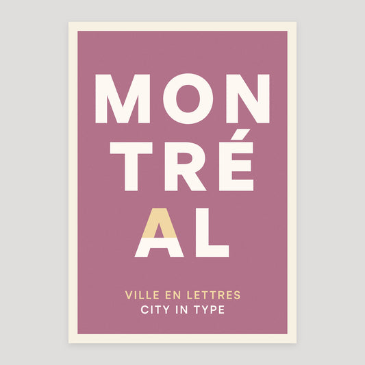 Montréal typographic poster, stacked city letters