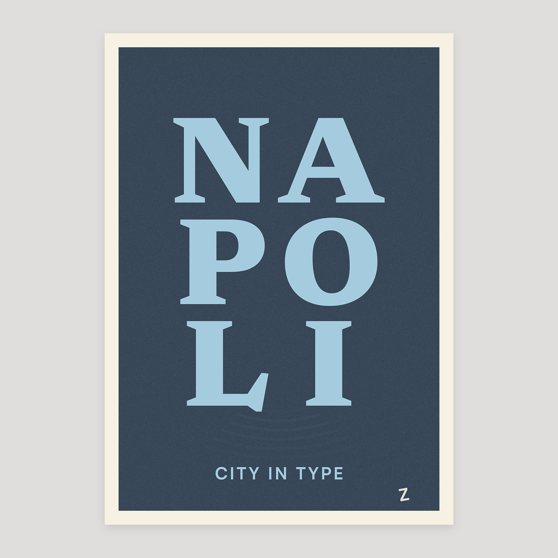 Napoli team zissou typographic poster, stacked city letters