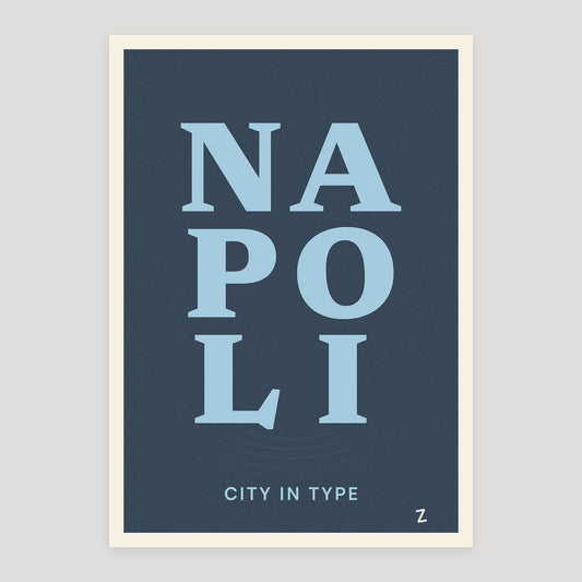 Napoli team zissou typographic poster, stacked city letters