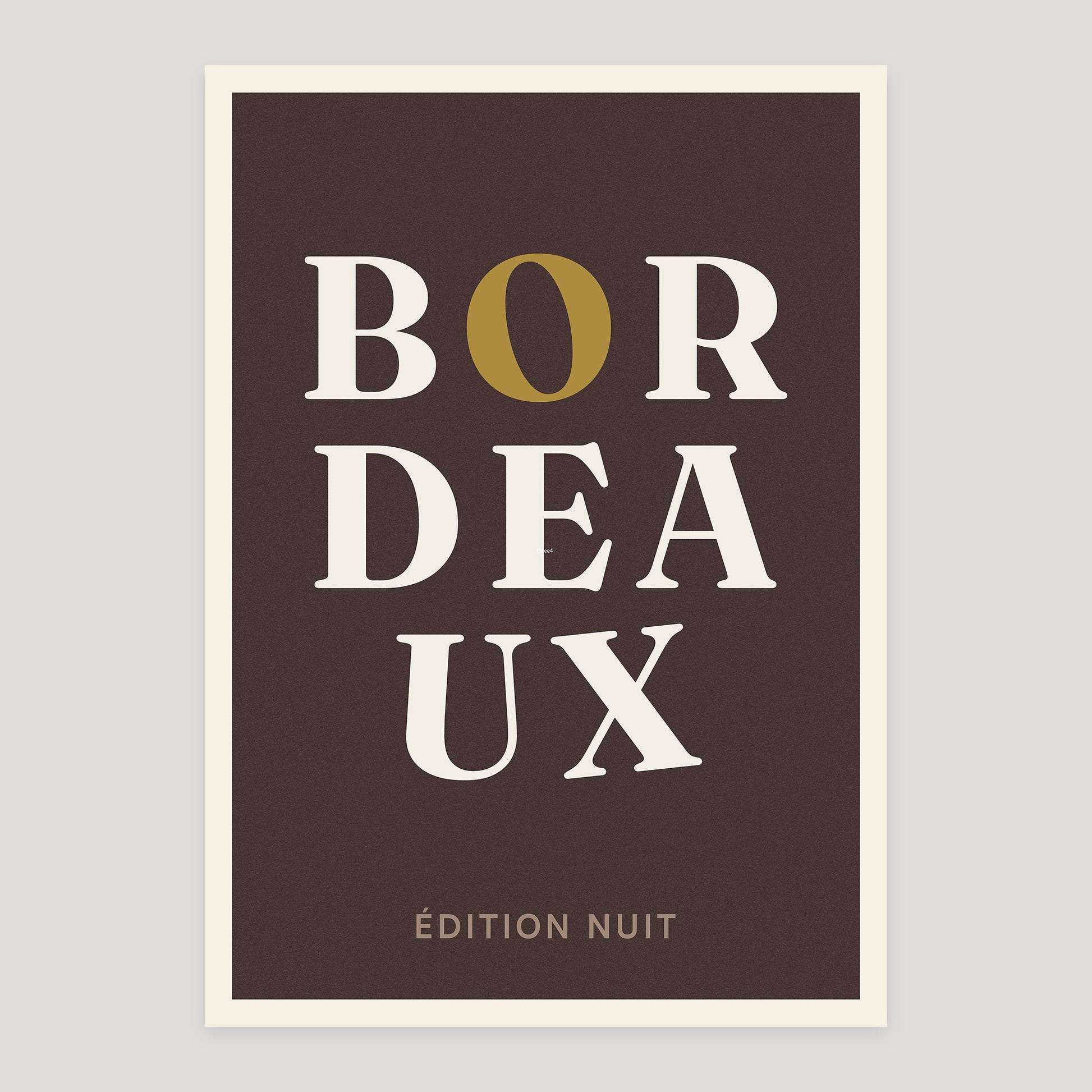 Bordeaux night edition typographic poster, stacked city letters