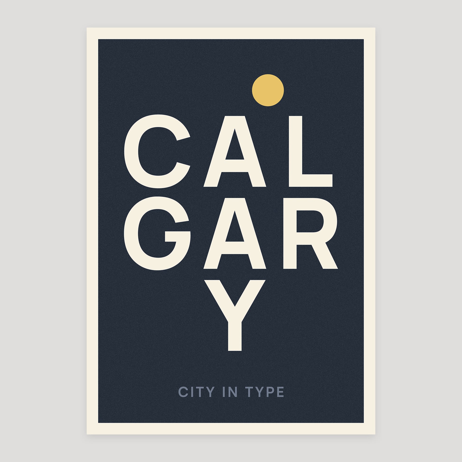 Calgary night edition typographic poster, stacked city letters