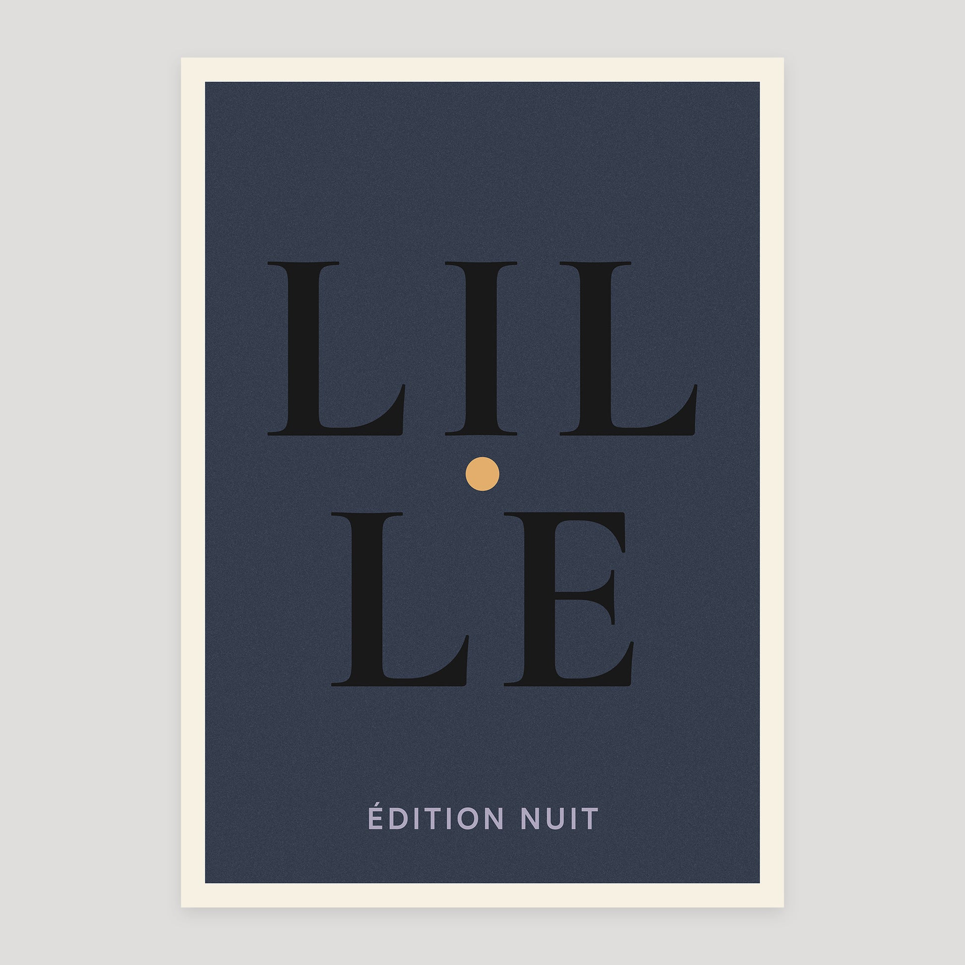 Lille night edition typographic poster, stacked city letters
