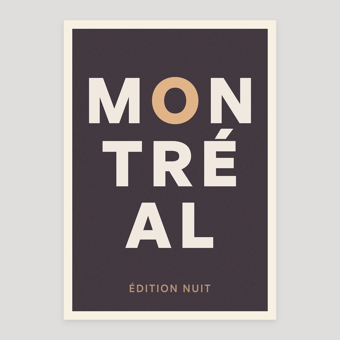 Montréal night edition typographic poster, stacked city letters