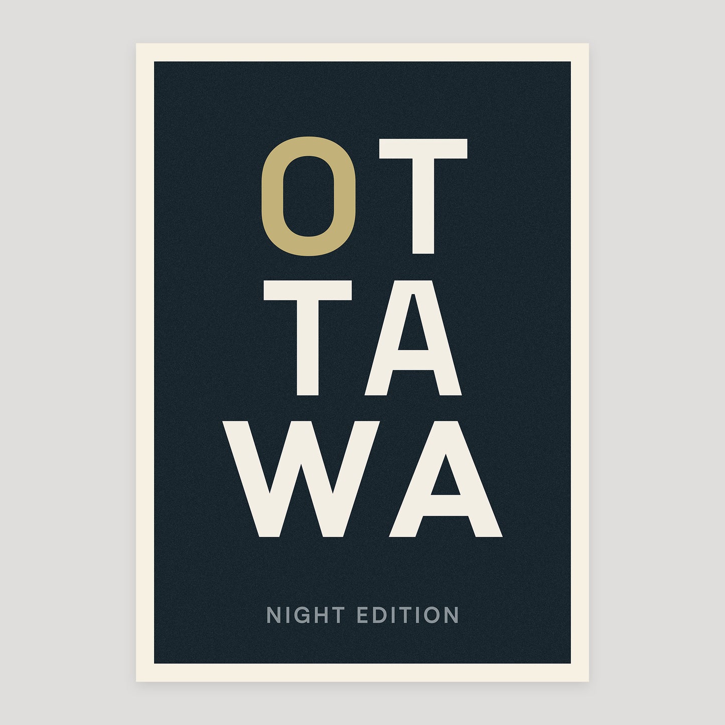 Ottawa night edition typographic poster, stacked city letters