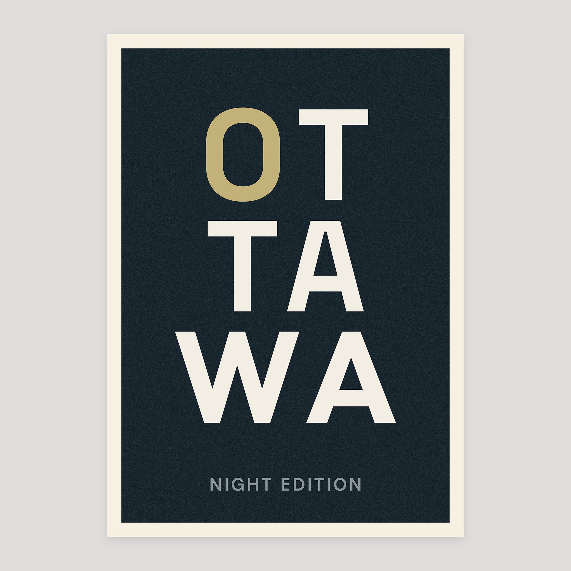 Ottawa night edition typographic poster, stacked city letters