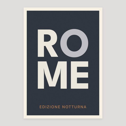 Rome night edition typographic poster, stacked city letters