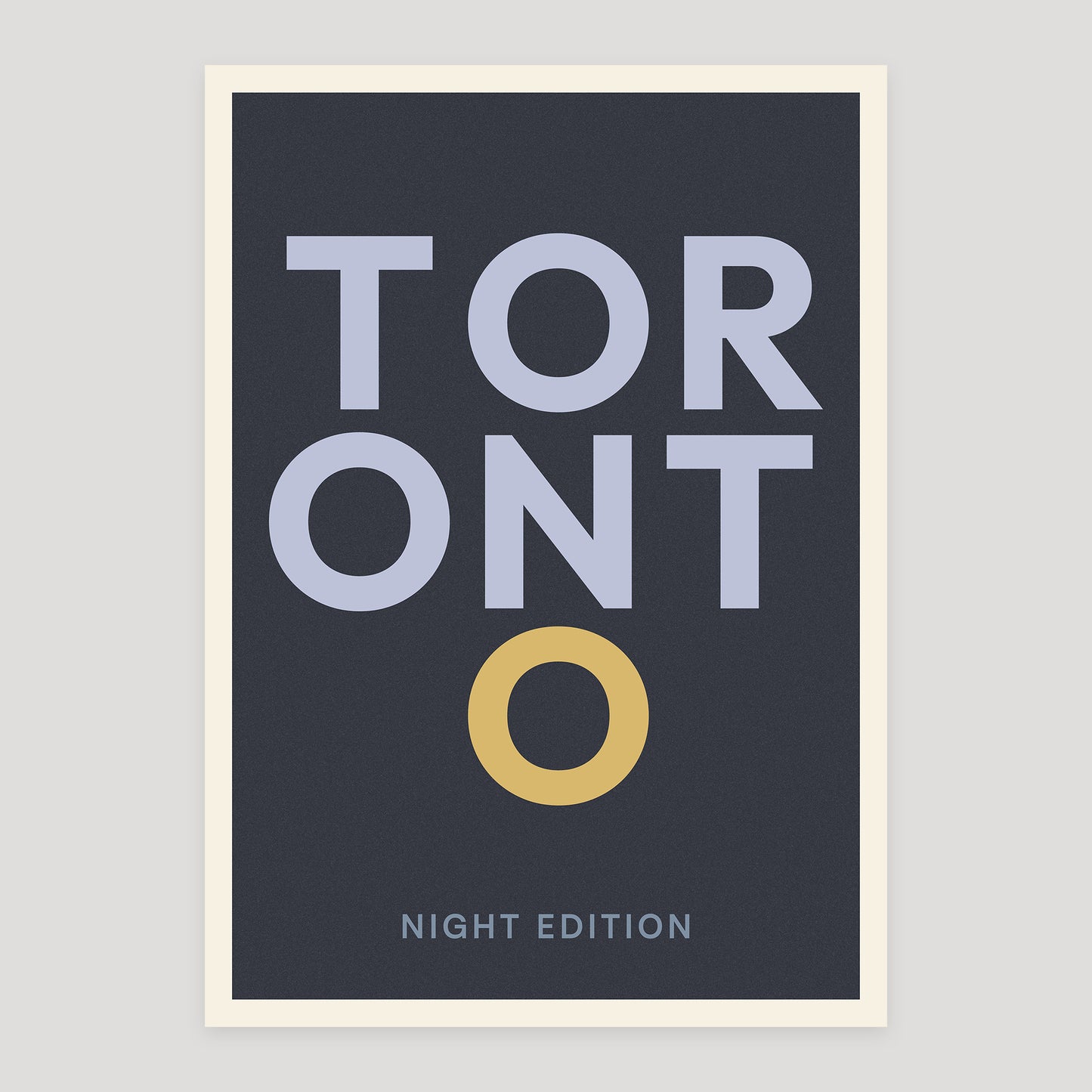 Toronto night edition typographic poster, stacked city letters