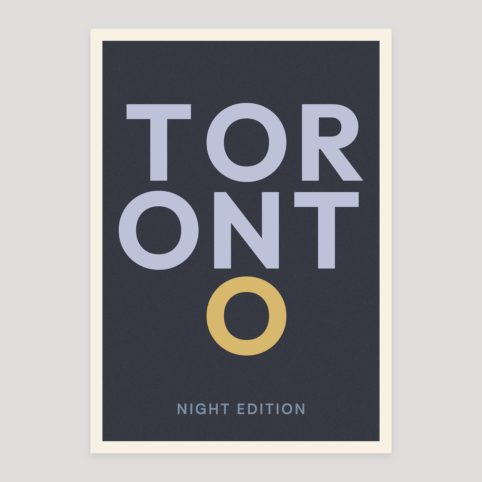 Toronto night edition typographic poster, stacked city letters