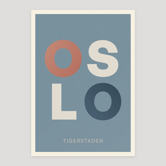 Oslo typographic poster, stacked city letters