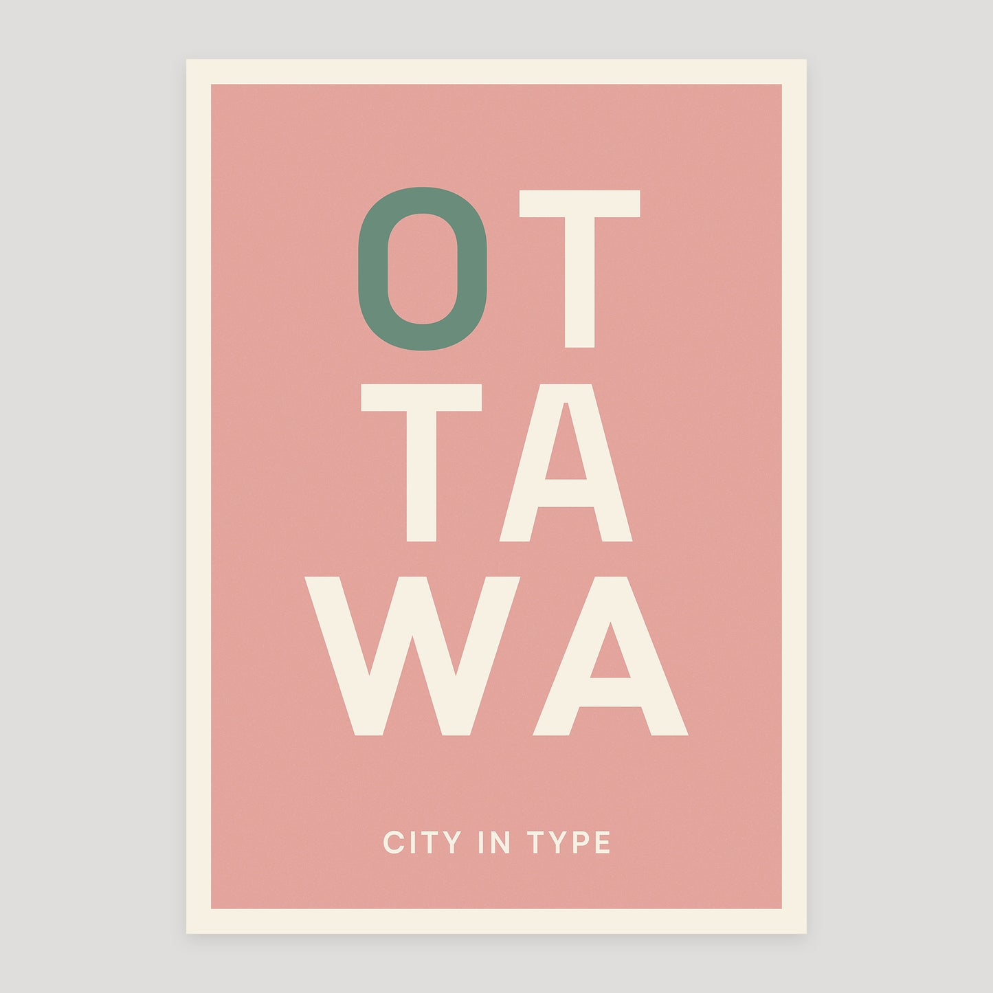 Ottawa typographic poster, stacked city letters