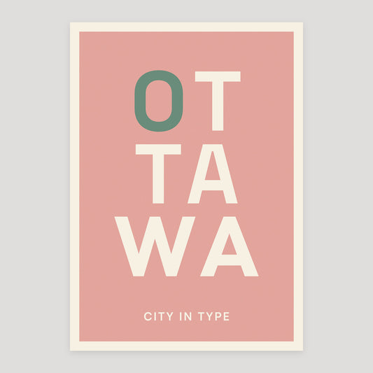Ottawa typographic poster, stacked city letters