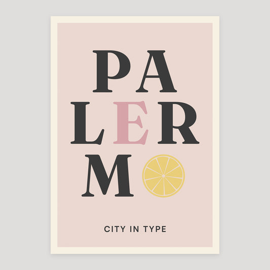Palermo typographic poster, stacked city letters