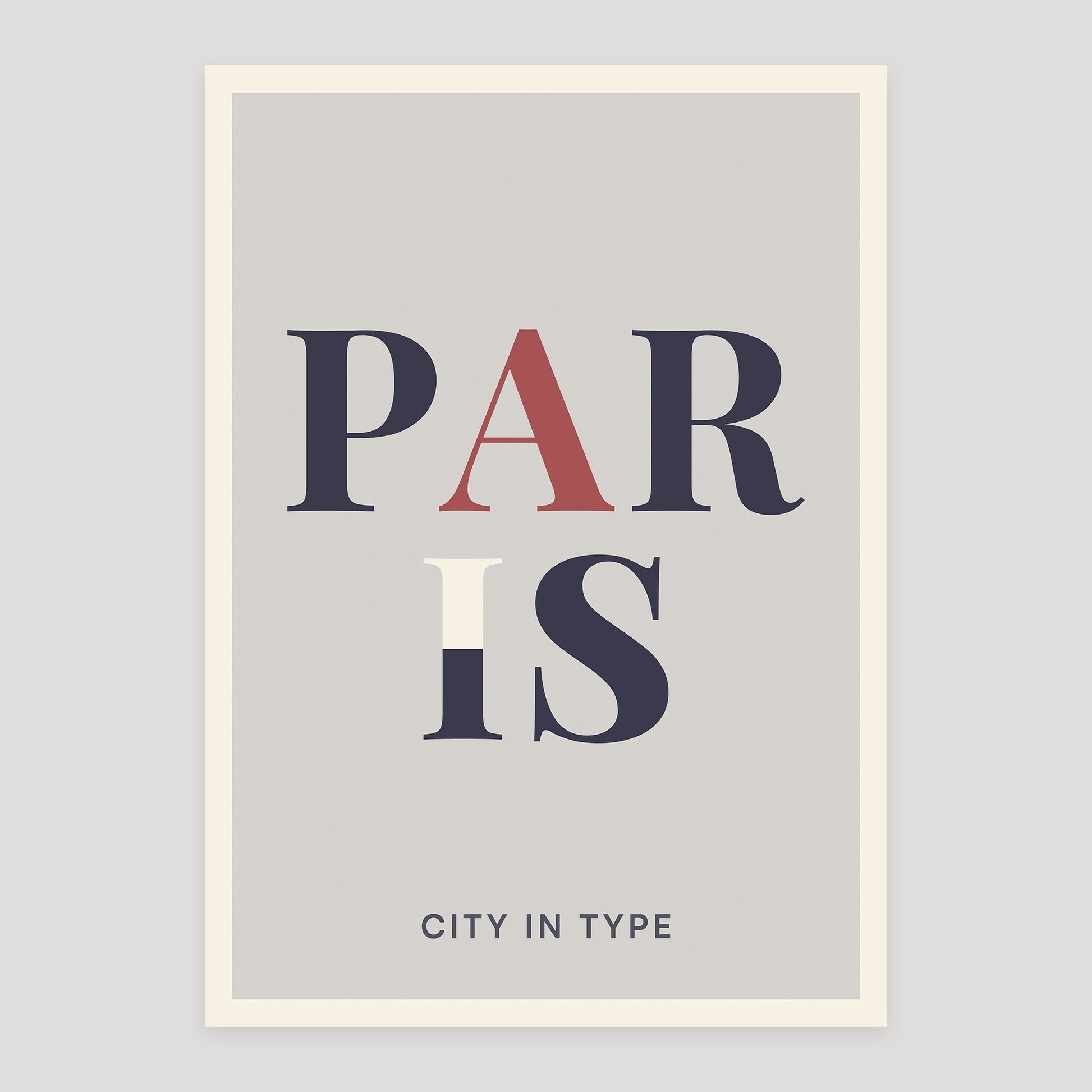Paris typographic poster, stacked city letters