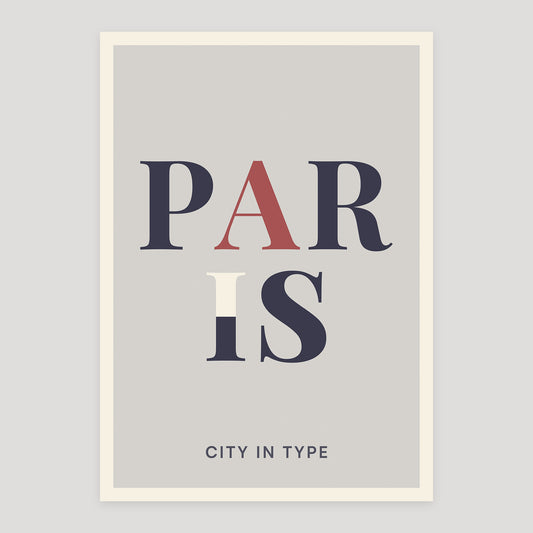 Paris typographic poster, stacked city letters