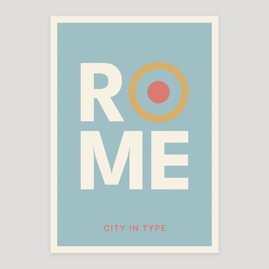 Rome typographic poster, stacked city letters