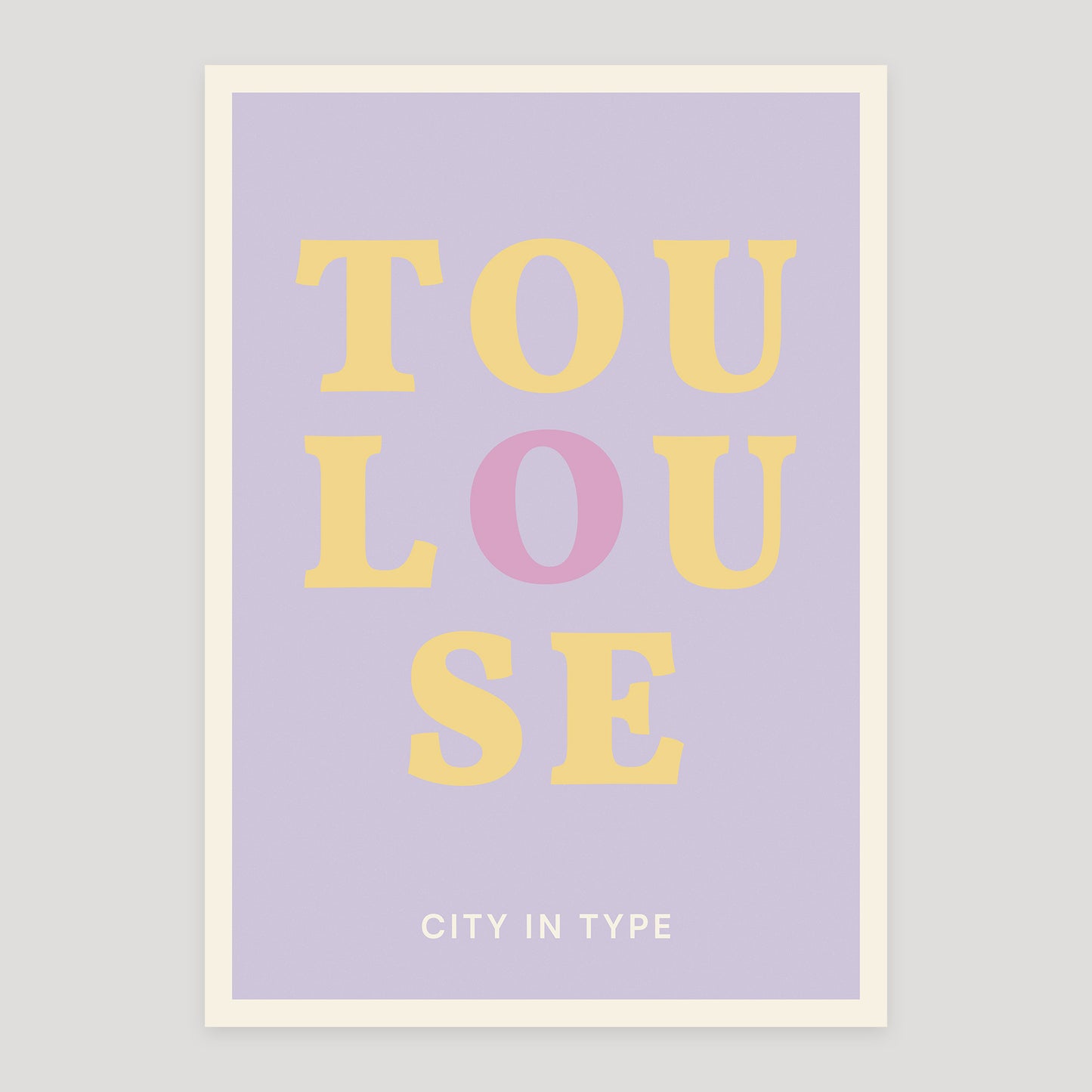 Toulouse typographic poster, stacked city letters